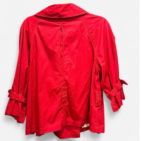 Y2K ETT Taia Red Cropped Trench Jacket Coastal Preppy French Girl Style - Picture 3 of 7